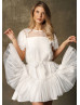 Illusion Neck Ivory Lace Tulle Party Dress